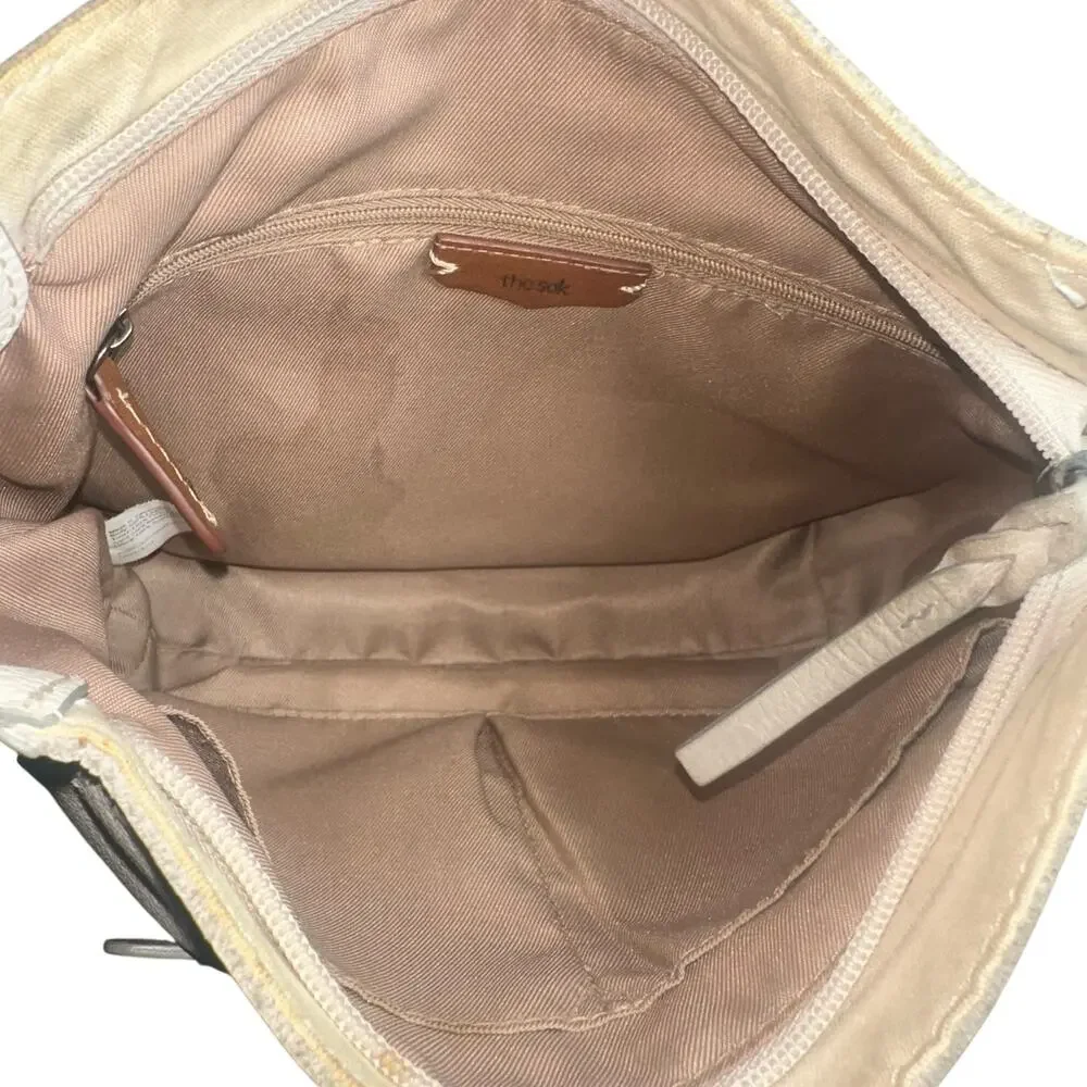 The Sak Leather Shoulder Bag Cream Brown Handle Boho Minimalist slouchy - Picture 13 of 13